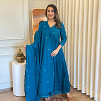 Blue Anarkali Dupatta Set for Women β A Dreamy & Ethereal Traditional Ensemble