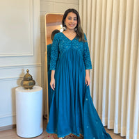 Blue Anarkali Dupatta Set for Women β A Dreamy & Ethereal Traditional Ensemble