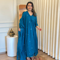 Blue Anarkali Dupatta Set for Women β A Dreamy & Ethereal Traditional Ensemble