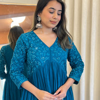Blue Anarkali Dupatta Set for Women β A Dreamy & Ethereal Traditional Ensemble