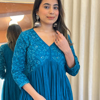 Blue Anarkali Dupatta Set for Women β A Dreamy & Ethereal Traditional Ensemble