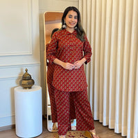 Latest Light Red Cord Set for Women – Soft, Comfortable & Perfect for All Seasons