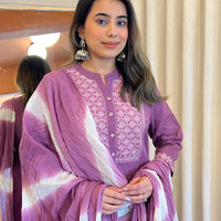 Traditional Purple Linen Dupatta Set for Women β A Timeless Ethnic Staple