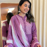 Traditional Purple Linen Dupatta Set for Women β A Timeless Ethnic Staple