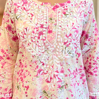 Elegant Floral Pink Short Top for Women β Chic & Comfortable Everyday Wear