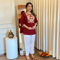 Stylish Red Short Top for Women – Perfect for Pairing with Jeans, Skirts & Trousers