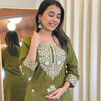 Green Dupatta Set for Women – Heavy Embroidered & Simple Daily Wear Suit Collection