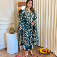 Latest Dark Green Dupatta Set for Women – Buy Designer Ethnic Suit Online