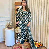 Latest Dark Green Dupatta Set for Women – Buy Designer Ethnic Suit Online