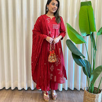 Trendy Red Dupatta Set for Women – Embroidered & Printed Suit Styles Online