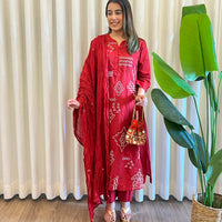Trendy Red Dupatta Set for Women – Embroidered & Printed Suit Styles Online