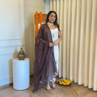 Premium White Dupatta Set for Women – Traditional Look with a Modern Twist