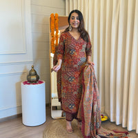 Premium Brown Pair Dupatta Set for Women – Perfect for Party, Office & Everyday Wear