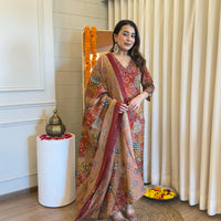 Premium Brown Pair Dupatta Set for Women – Perfect for Party, Office & Everyday Wear