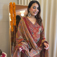 Premium Brown Pair Dupatta Set for Women – Perfect for Party, Office & Everyday Wear