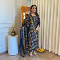 Stylish Pair of Dark Blue Dupatta Set for Women β Ideal for Festive & Wedding Wear