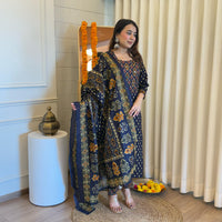 Stylish Pair of Dark Blue Dupatta Set for Women β Ideal for Festive & Wedding Wear
