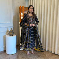 Stylish Pair of Dark Blue Dupatta Set for Women β Ideal for Festive & Wedding Wear