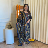 Stylish Pair of Dark Blue Dupatta Set for Women β Ideal for Festive & Wedding Wear