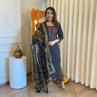 Stylish Pair of Dark Blue Dupatta Set for Women β Ideal for Festive & Wedding Wear