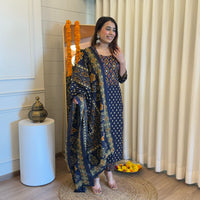 Stylish Pair of Dark Blue Dupatta Set for Women β Ideal for Festive & Wedding Wear