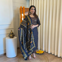 Stylish Pair of Dark Blue Dupatta Set for Women β Ideal for Festive & Wedding Wear