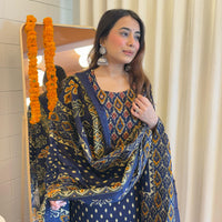 Stylish Pair of Dark Blue Dupatta Set for Women β Ideal for Festive & Wedding Wear