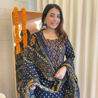 Stylish Pair of Dark Blue Dupatta Set for Women β Ideal for Festive & Wedding Wear