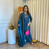 Latest Denim Blue Pair Dupatta Set for Women – Lightweight Fabric with Rich Color Appeal