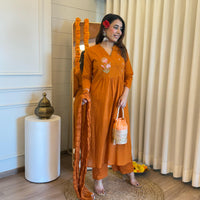 Classic Orange Tone Dupatta Set for Women โ A Must-Have for Your Ethnic Closet