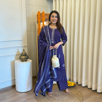Premium Navy Blue Dupatta Set for Women – Elegant Threads Woven in Tradition