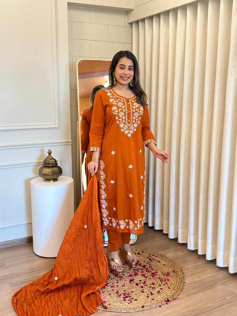 Orange Dupatta Set for Women – The Perfect Combination of Comfort & Elegance