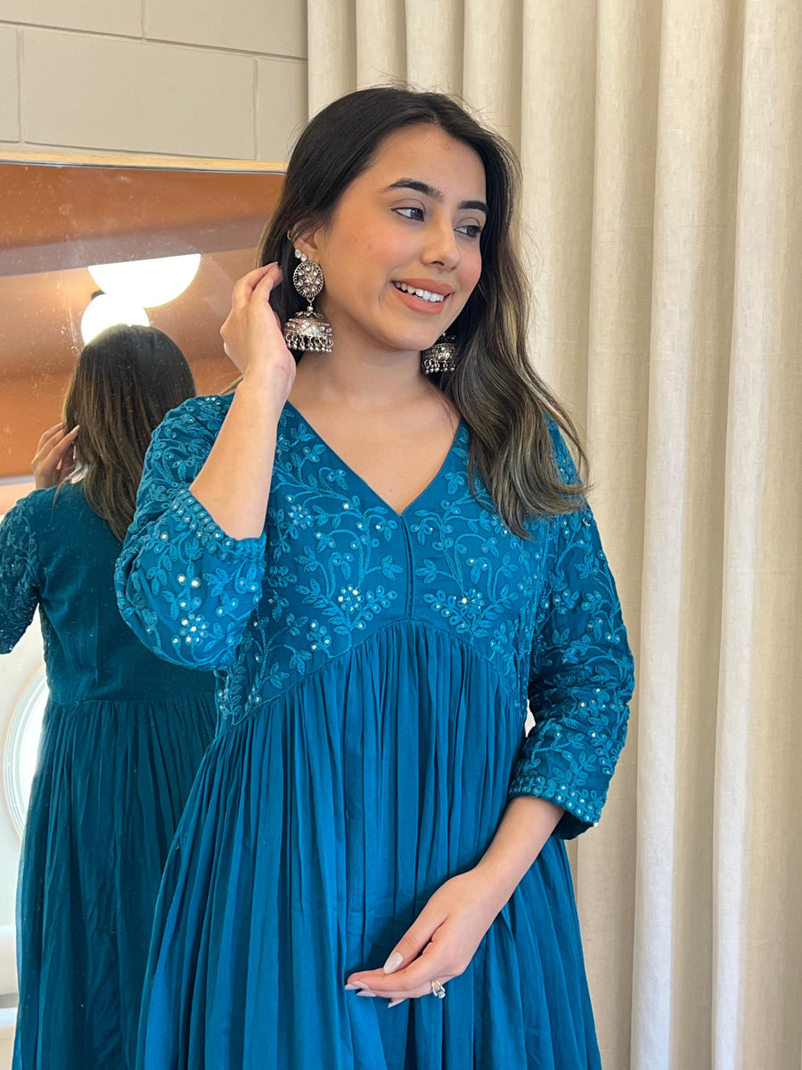 Blue Anarkali Dupatta Set for Women – A Dreamy & Ethereal Traditional Ensemble