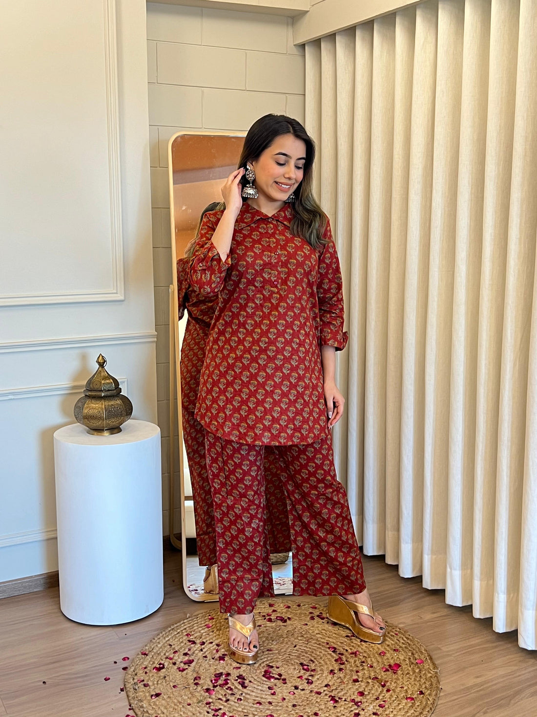 Latest Light Red Cord Set for Women – Soft, Comfortable & Perfect for All Seasons