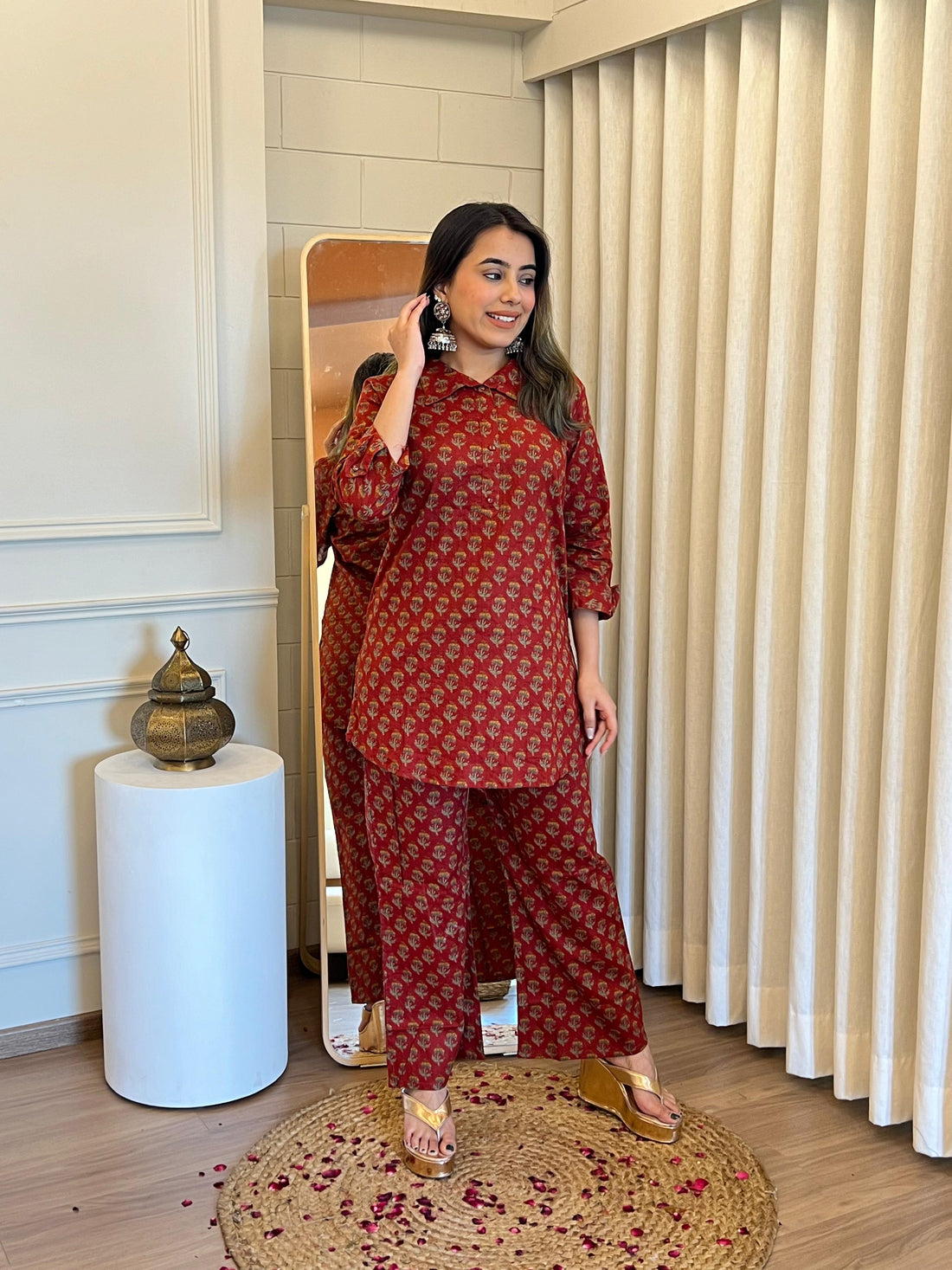 Latest Light Red Cord Set for Women – Soft, Comfortable & Perfect for All Seasons