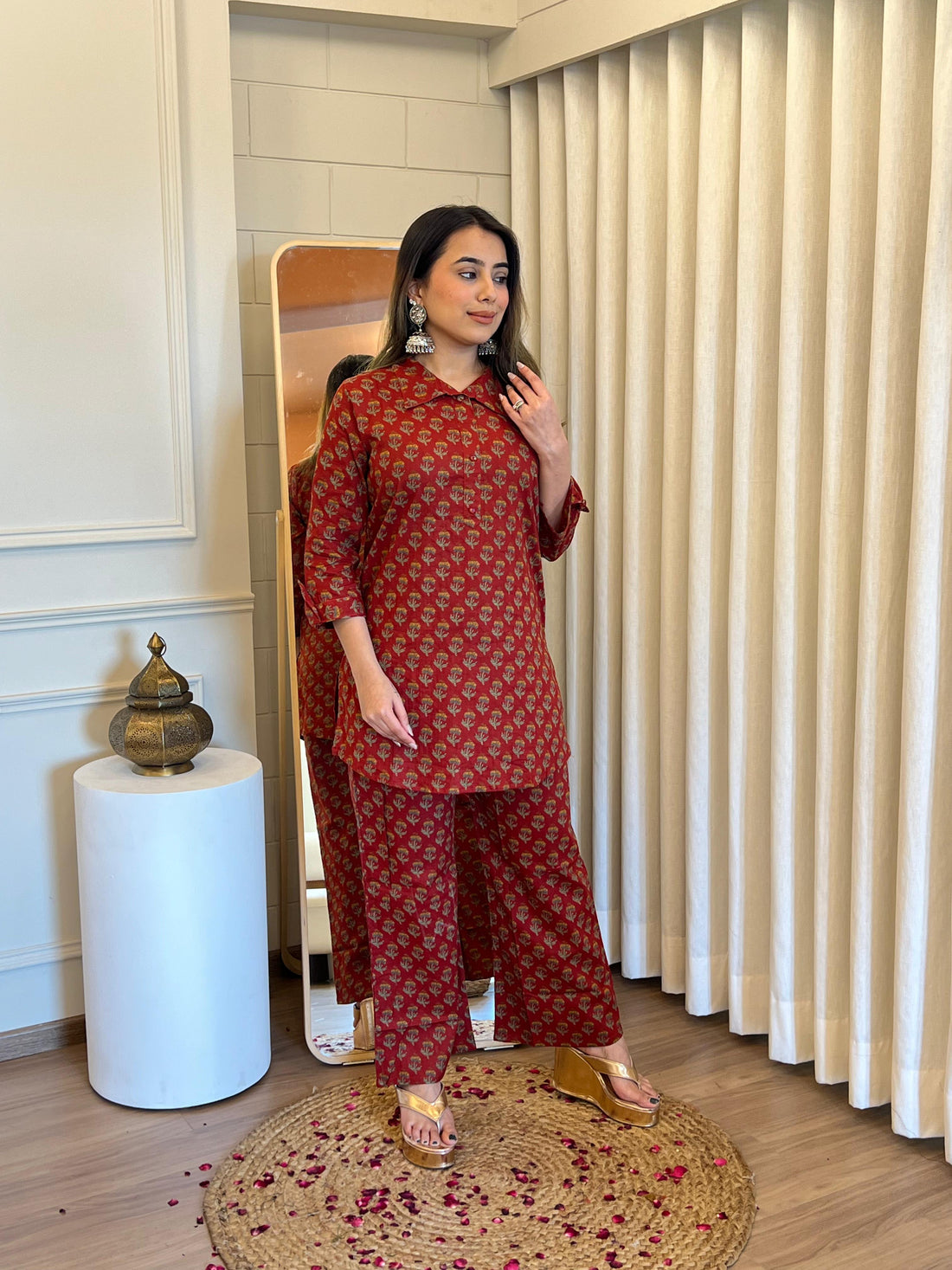 Latest Light Red Cord Set for Women – Soft, Comfortable & Perfect for All Seasons