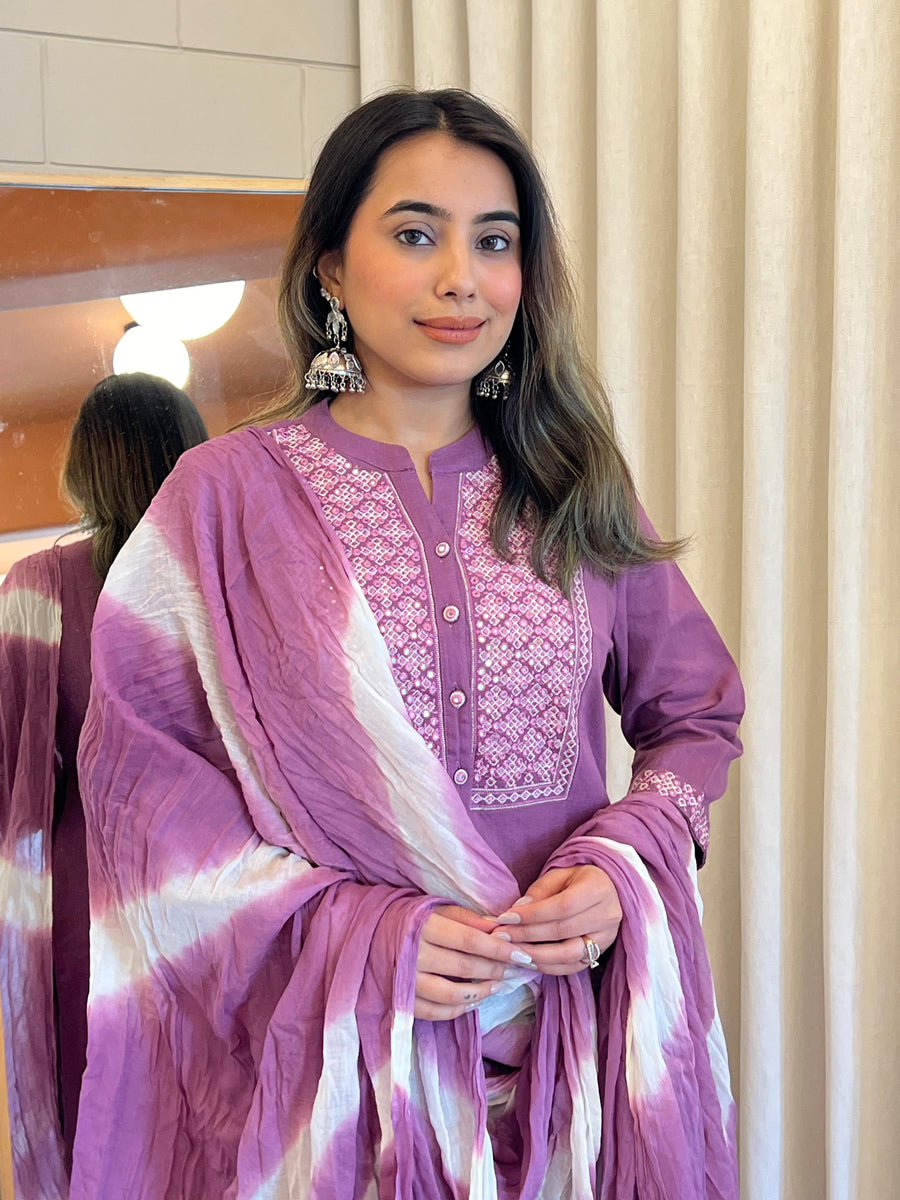 Traditional Purple Linen Dupatta Set for Women – A Timeless Ethnic Staple
