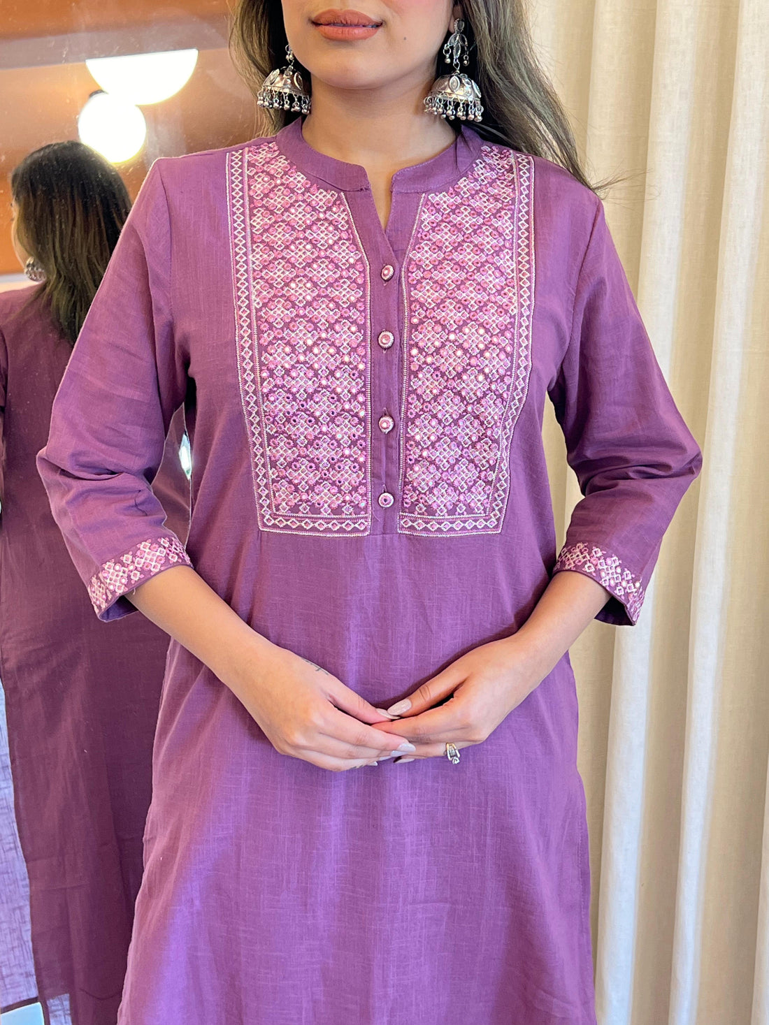 Traditional Purple Linen Dupatta Set for Women – A Timeless Ethnic Staple