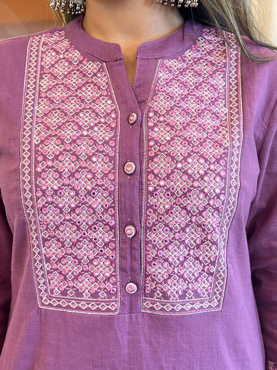 Traditional Purple Linen Dupatta Set for Women – A Timeless Ethnic Staple