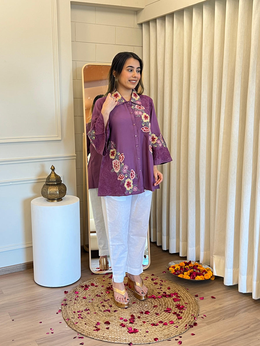 Trendy Purple Short Top for Women – A Bold & Elegant Fashion Choice