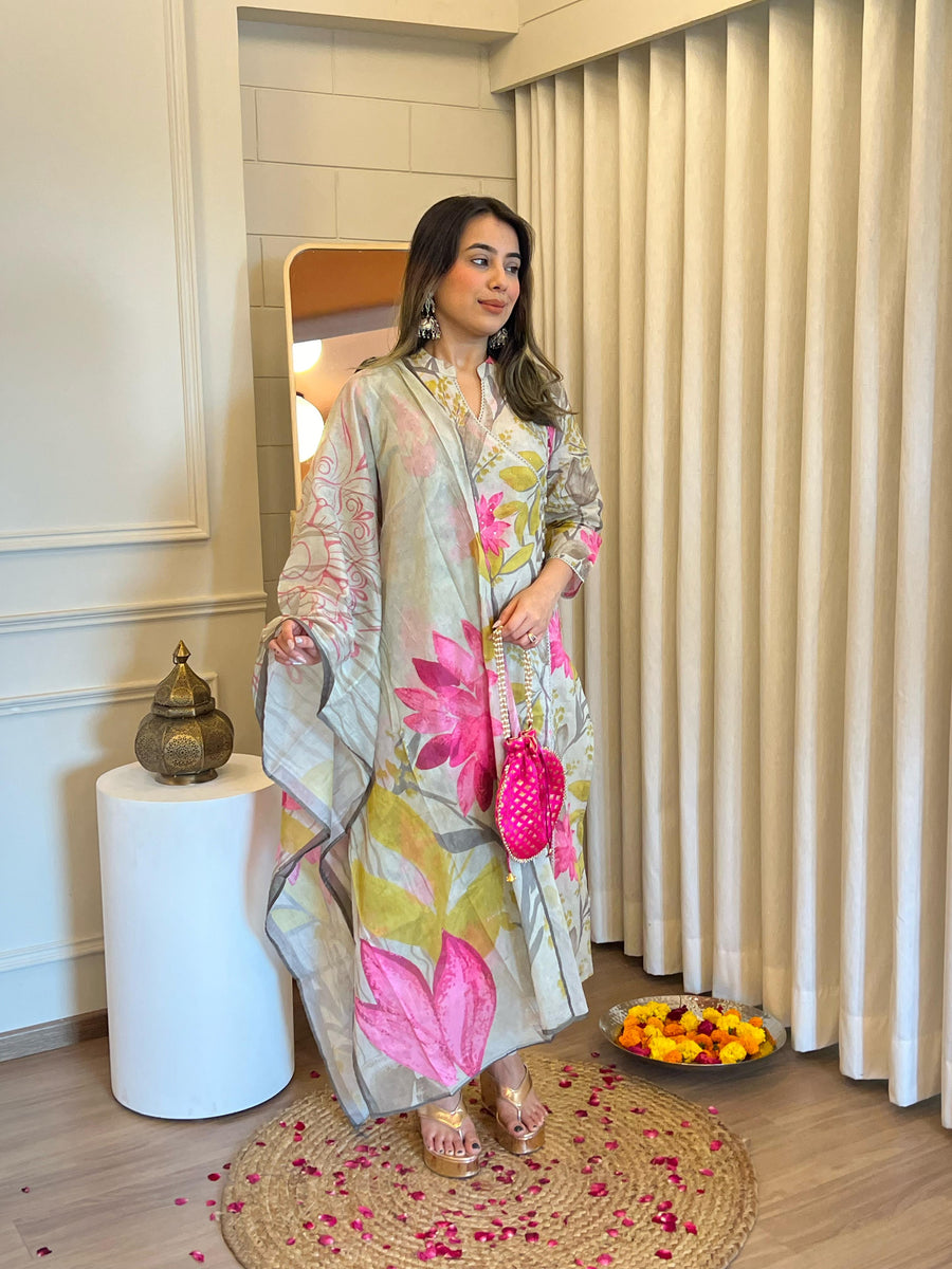 Beautiful Beige Dupatta Set for Women – Designer Anarkali, Palazzo & Straight Suit Styles