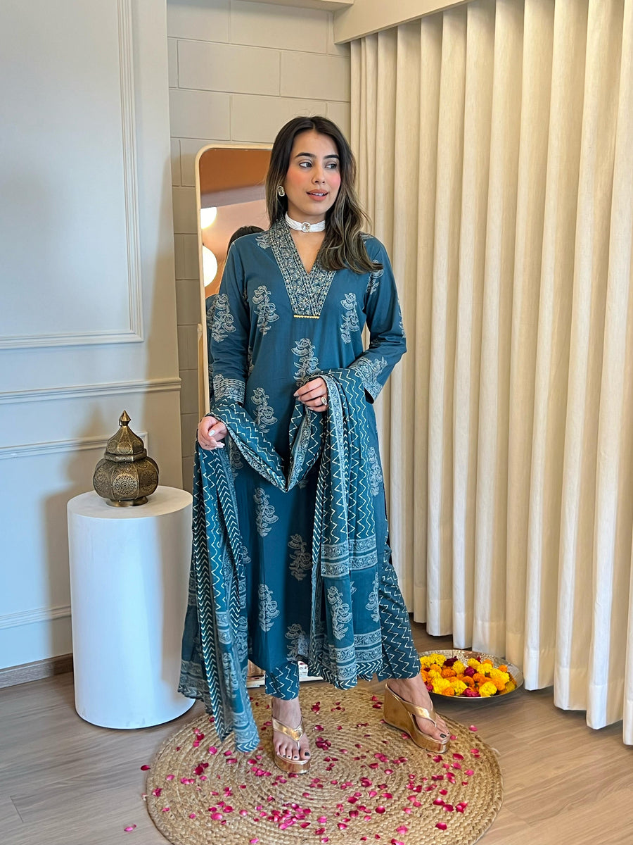 Beautiful Blue Dupatta Set for Women – Cotton, Silk & Georgette Suit Designs for All Occasions
