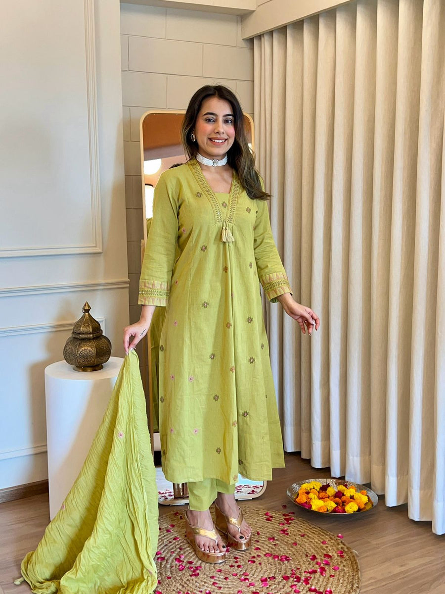 Latest Light Green Dupatta Set for Women – Stylish & Comfortable Traditional Suit for Party Wear