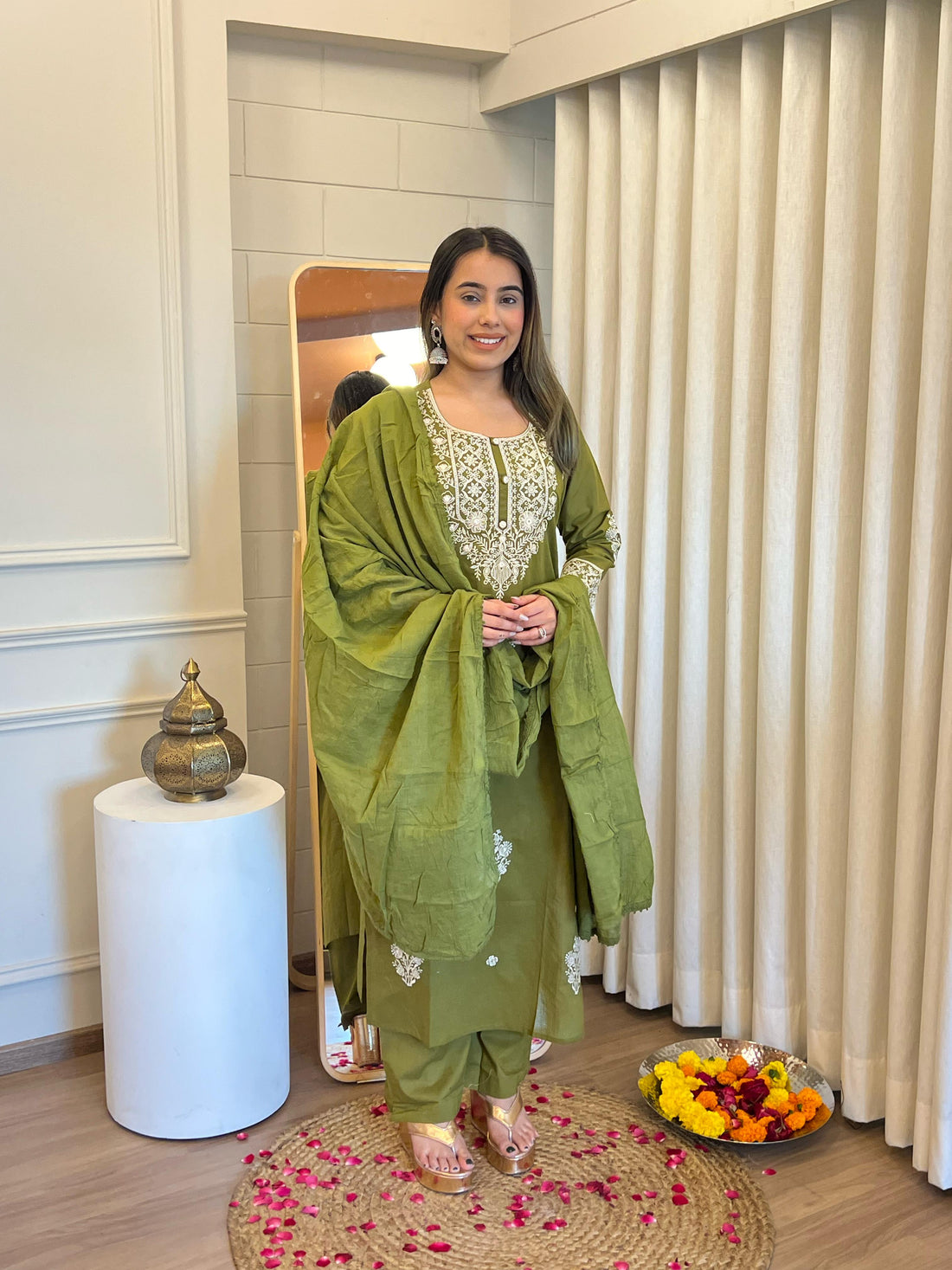 Green Dupatta Set for Women – Heavy Embroidered & Simple Daily Wear Suit Collection