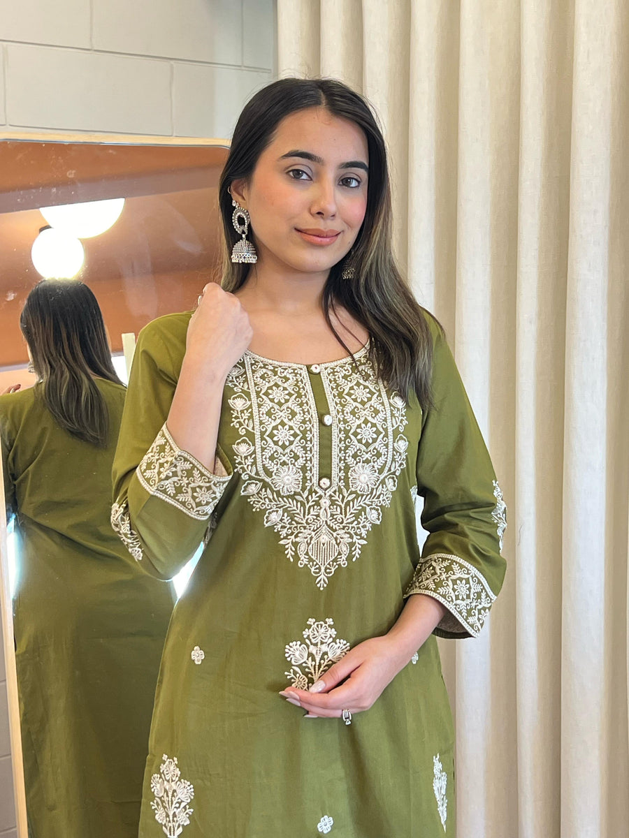 Green Dupatta Set for Women – Heavy Embroidered & Simple Daily Wear Suit Collection