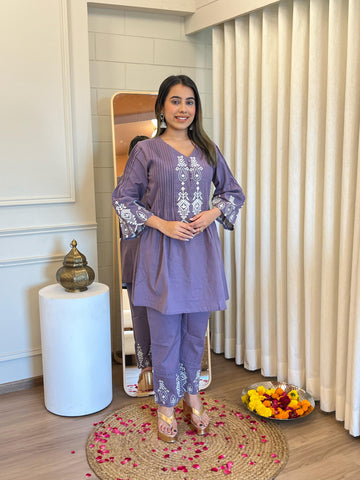 Latest Purple Pant Set for Women – Chic and Elegant Western Wear for Casual & Office Looks