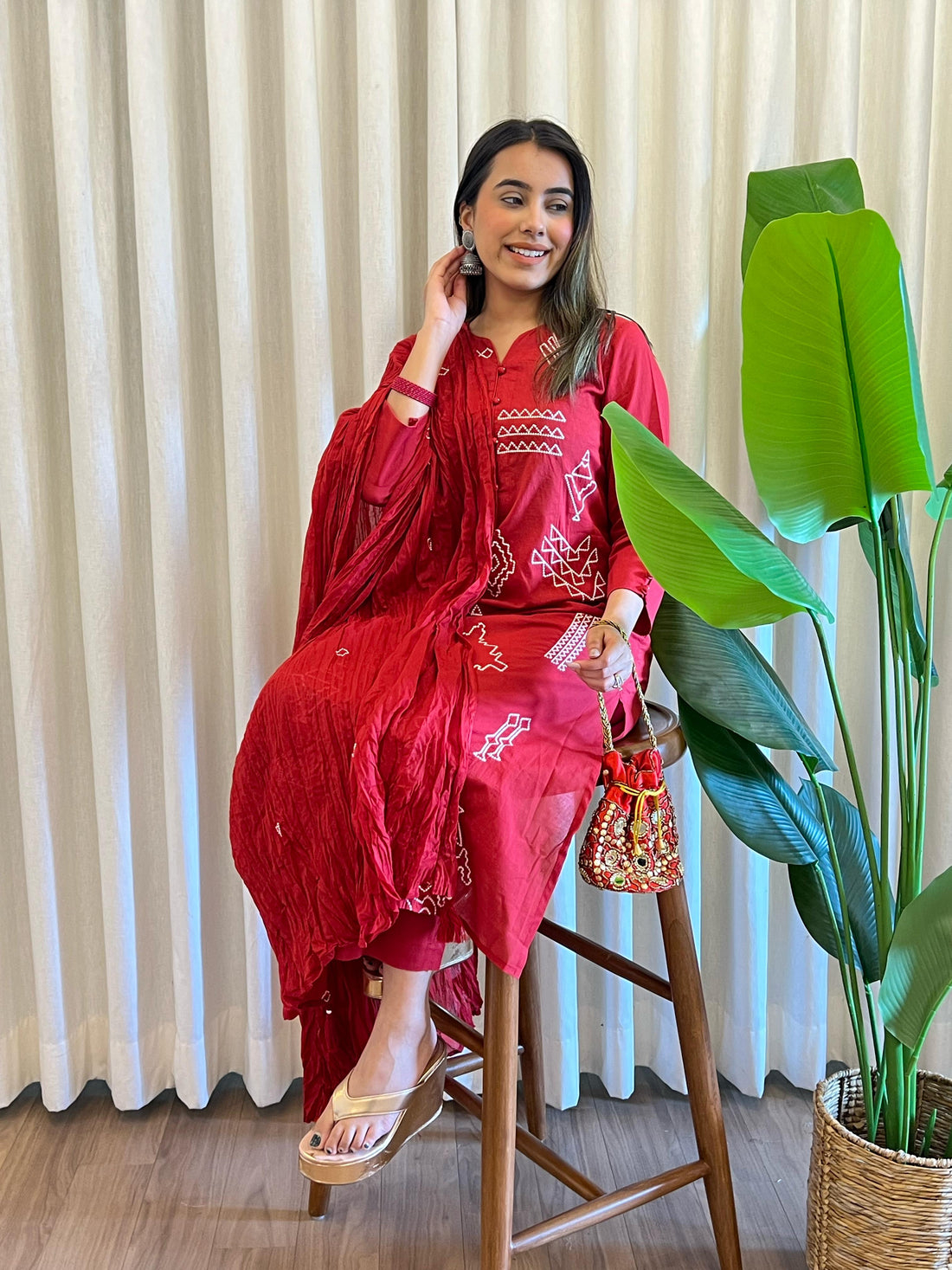 Trendy Red Dupatta Set for Women – Embroidered & Printed Suit Styles Online