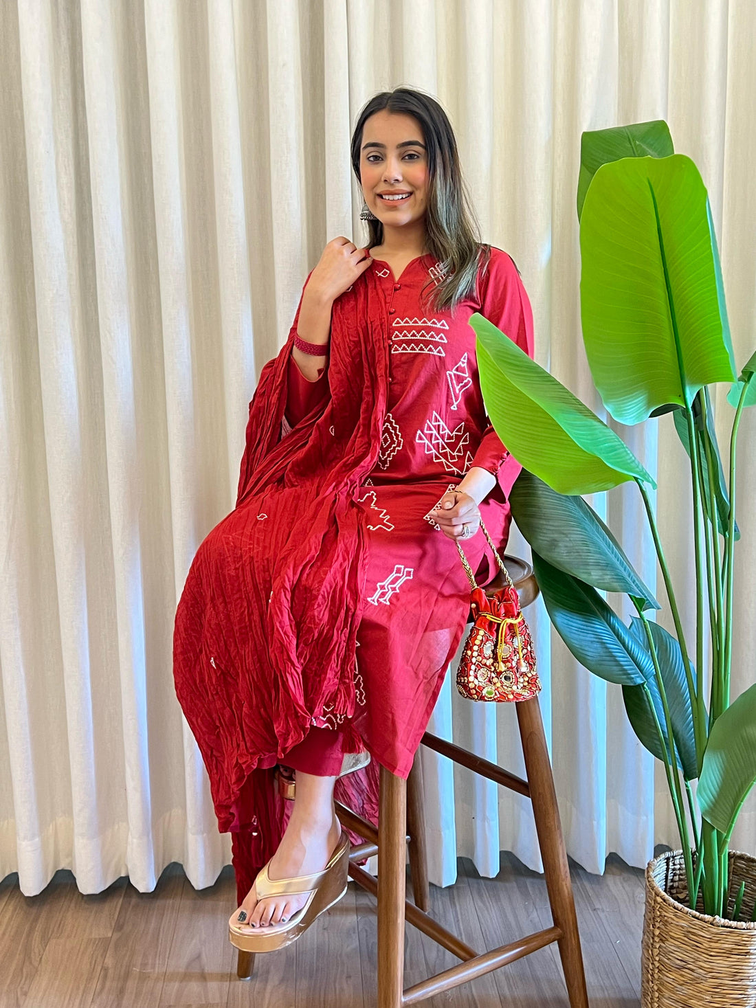 Trendy Red Dupatta Set for Women – Embroidered & Printed Suit Styles Online