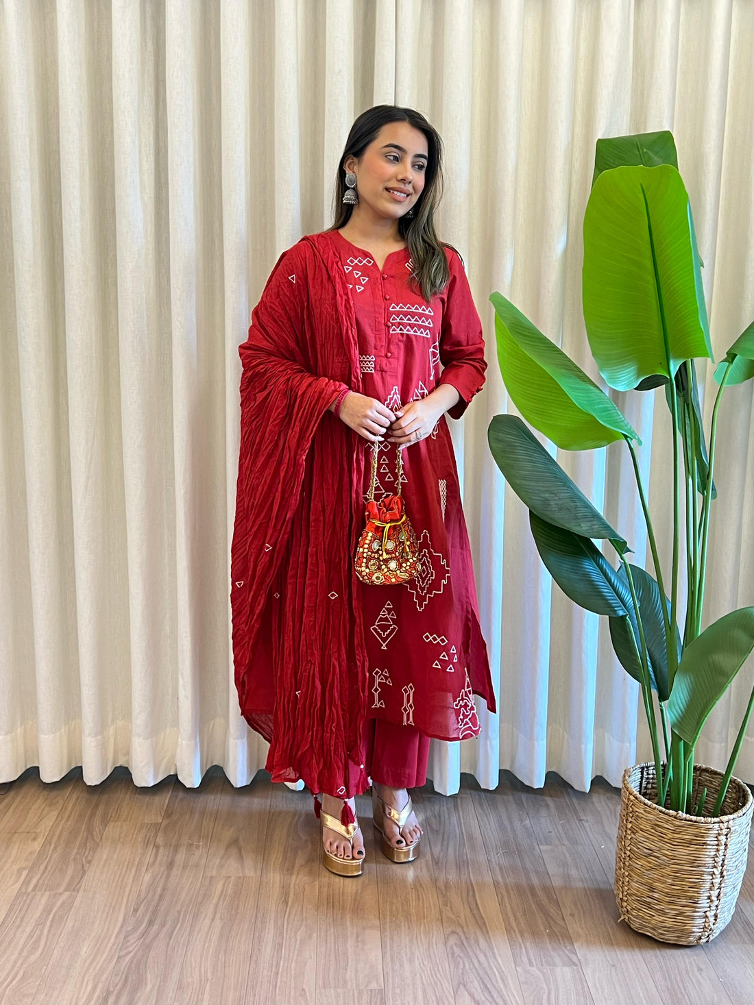 Trendy Red Dupatta Set for Women – Embroidered & Printed Suit Styles Online