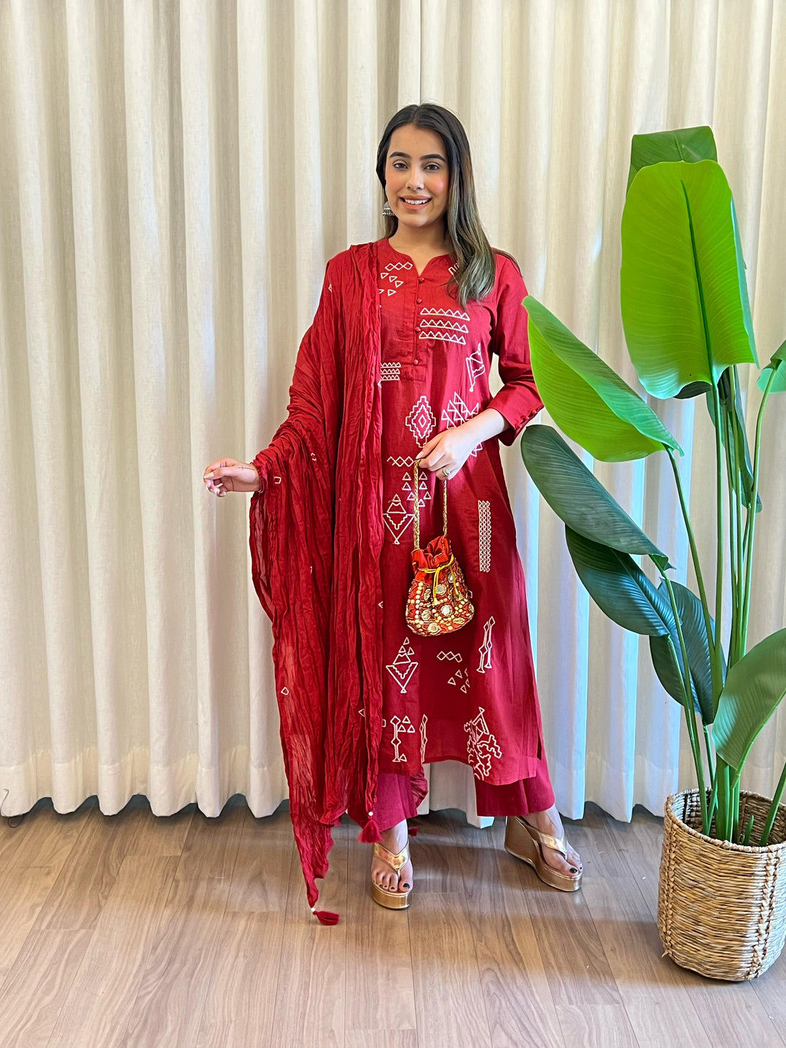 Trendy Red Dupatta Set for Women – Embroidered & Printed Suit Styles Online